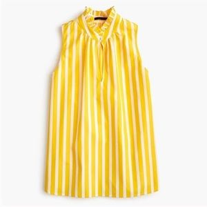 J. Crew Ruffle Neck Tank in Wide Stripe Cotton